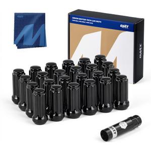 Orion Motor Tech M14x1.5 Lug Nuts Black with Spline Tuner, 2 inches Length Conical Wheel Nut, Compatible with Chevy GMC Ford Cadillac Lincoln SAAB Saturn Silverado 1500 Savana, Set of 24