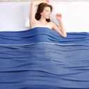 Topcee Cooling Blanket (90"x90" Queen Size) for Night Sweats, Absorbs Heat to Keep Adults Cool on Warm Nights (01-blue)
