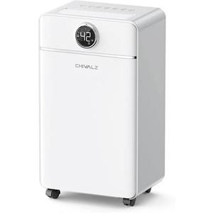 CHIVALZ 1500 Sq.ft Dehumidifier for Basement with Drain Hose, 25 Pints Dehumidifiers for Home, Bedroom, Bathroom, RV, 40dB, Intelligent Humidity Control, 3 Modes, 24H Timer, White 1Pack