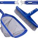 POOLAZA Pool Skimmer Net & Pool Brush Head with 50'' Aluminum Pool Pole