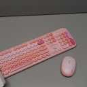 MOFII Wireless Keyboard and Mouse Combo, Full Size 2.4G Plug and Play Typewriter Retro Round Computer Keyboard and Mouse Set for Windows, Computer, Desktop, PC, Notebook - (Pink Colorful)