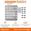 Amazon Basics Portable Foldable Octagonal Metal Exercise Dog Playpen, Indoor/Outdoor Pet Fence with Single Door, 8 Panels, Small, 30 Inches, Black
