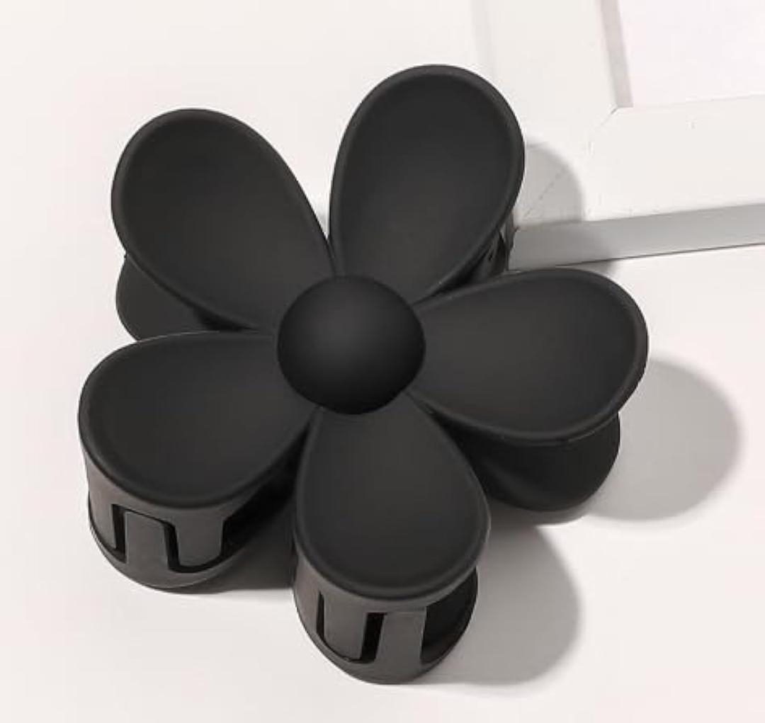 Candy Colored Hair Claw Clips Flower Hair Clips  Big Cute Claw Clips, Thick Hair, Scrub, Hair Clip Sweet Flower Clip (Black)