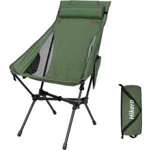 Portable High Back Camping Chair, Support Heavy Duty 440 lbs, Lightweight Folding Chair with Adjustable Pillow for Hiking, Beach, Backpacking
