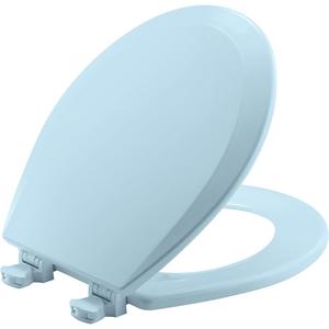 Bemis 500EC 464 Wood Toilet Seat with Easy Clean & Change Hinges, Round, Dresden Blue