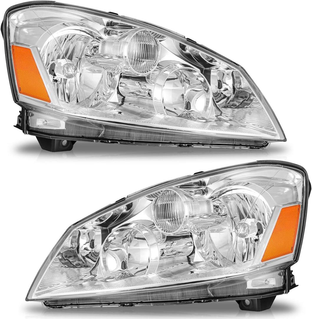 WEELMOTO Headlights Assembly for 2005-2006 Nissan Altima Chrome Halogen