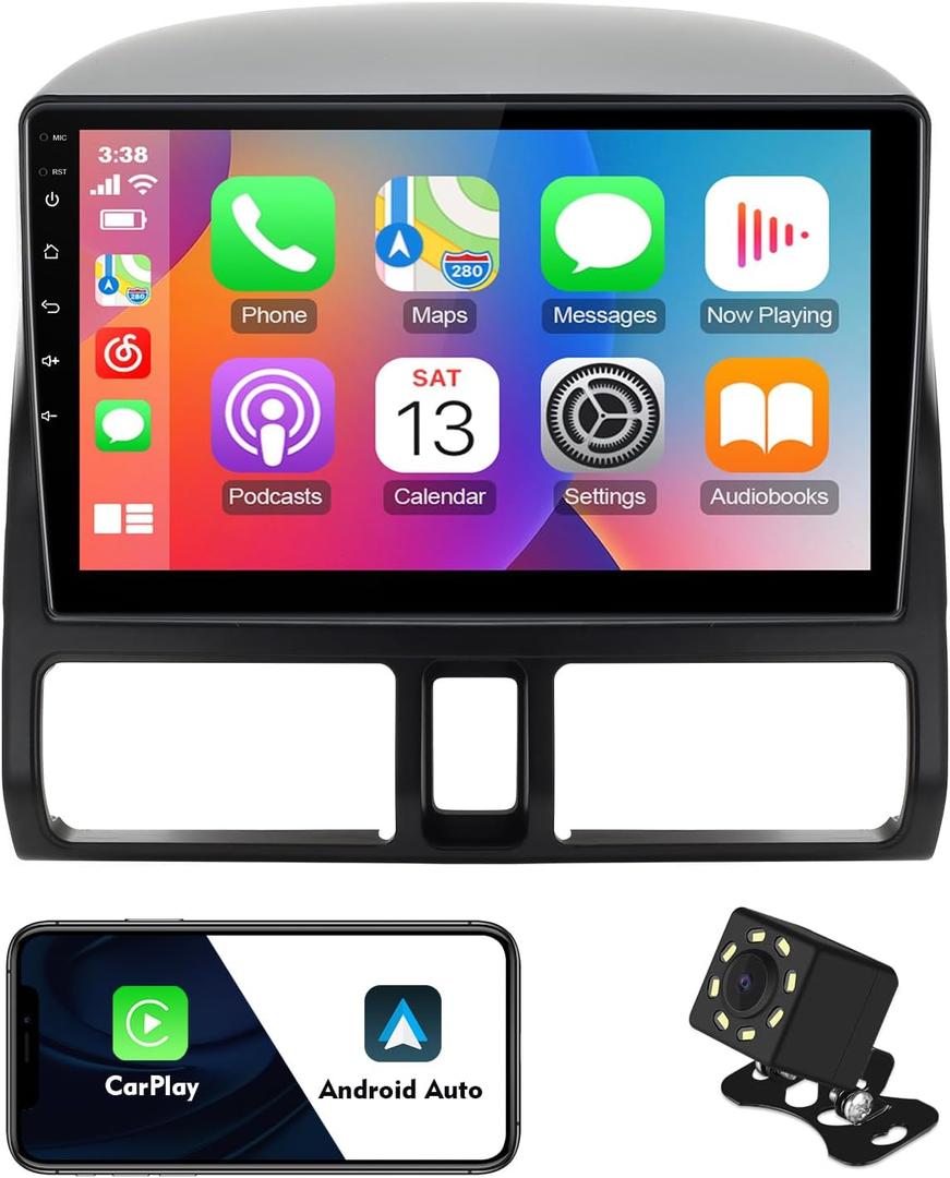 9-inch Android 12 Double Din Car Stereo for Honda CR-V 2002-2006 IPS Touchscreen Screen Car Radio with Carplay & Android Auto Support Backup Camera GPS FM Navi BT SWC
