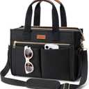 Canvas Tote Bag for Women, 15-Pockets Work Laptop Tote Purse Large Crossbody Nurse Teacher Bible Bag for School Travel Daily | with Strap & Zipper, Multi Compartment, Stand Upright Stably, College Shoulder Bag, Clinical Nursing Bag, Ideal Gift for Women (Medium-14inch, M1.black)