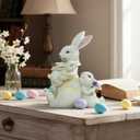 Resin Bunny Figurine, 4.5in Adorable Mom and Baby Bunnies Decor, Family Unity Easter Table Decorations, Spring Home Decor, Rabbit Ornaments for Easter Gifts(Mom and Baby)