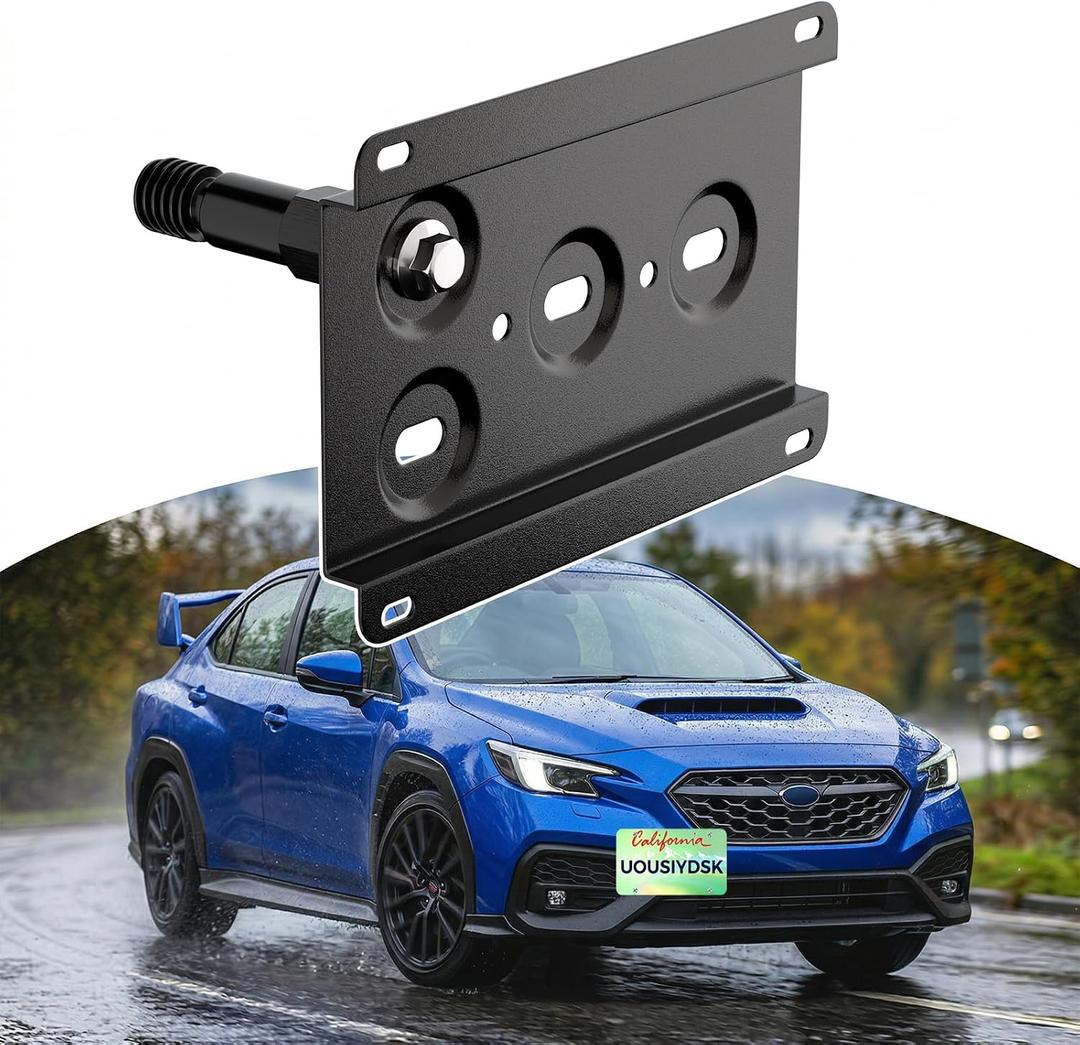 Front License Plate Bracket Compatible with Subaru WRX and STI 2017-2023, Crosstrek 2016-2023, Impreza 2017-2023 No Drill Tow Hook License Plate Holder, Car Tag Frame, Bumper Relocator Adapter Kit