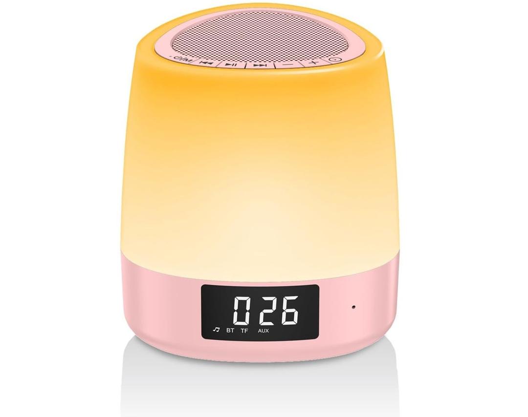 White Noise Sound Machine with 34 Sleep Sounds 8 Colors Night Light, Battery Powered Bluetooth Function Sleep Timer, White Noise Machine for Sleeping Adults Baby Pink