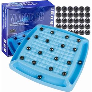 Magnetic Chess Game, Sank Magnetism Versus Chess, Fun Family Magnet Stone Board Game, with 40 Pcs Stones Magnetic Chess Board Game,Magnetic Game Gifts for Boys & Girls, 2-4 Players. (40 Pcs Magnets)