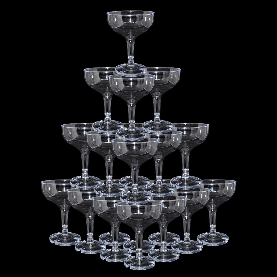 30 Pcs 5oz Plastic Champagne Coupe Glasses (30 Pack)