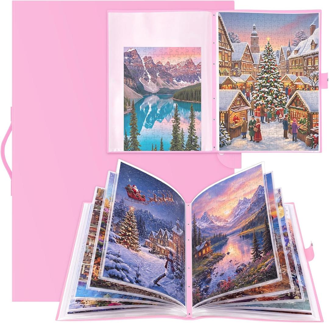 Feifeiya 30 Pockets Puzzle Folder 1000pcs Pink 28x20.5