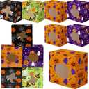 LemonRoad 48 Pcs Halloween Cookie Boxes with Window Pumpkin Witch Ghosts Spider Paper Treat Boxes for Cookies Candy or Small Cupcake Wrapping in Halloween Party Supplies