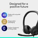 Logitech H390 Wired Headset for PC/Laptop, Stereo Headphones with Noise Cancelling Microphone, USB-A, in-Line Controls, Works with Chromebook - Black