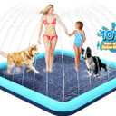 107'' Splash Pad for Dogs, Non-Slip Sprinkler for Kids, Square Splash Pad for Kids Ages 4-8, Splash Pads for Toddlers 1-3, Dog Sprinkler Shallow Pool, Outdoor Water Toys for Backyard, Teal