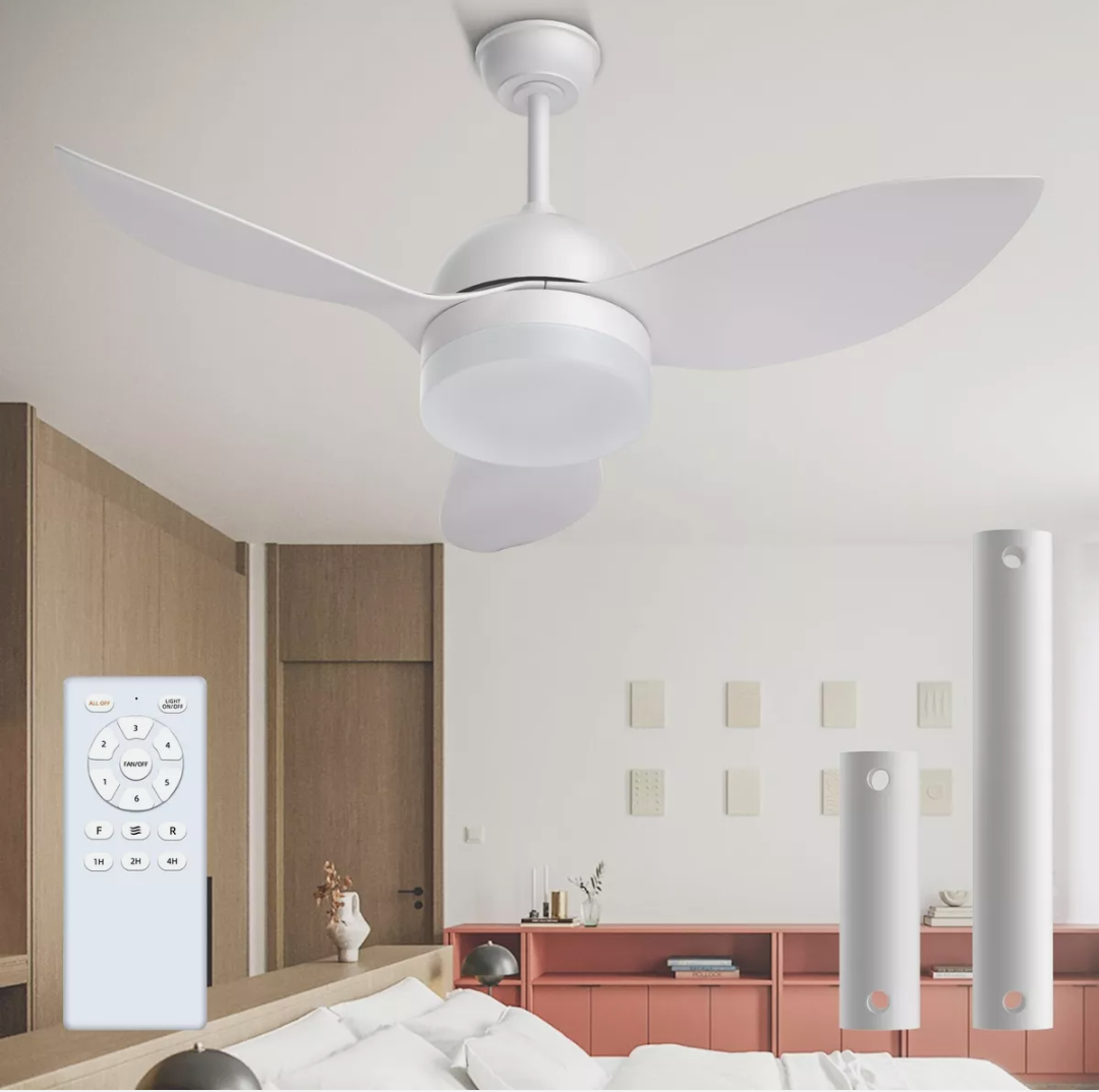 ROMASS Ceiling Fan with Lights Remote, LED Black Ceiling Fans 38" with Quiet DC Reversible Motor 6-Speeds Dimmable Light Ceiling Fan Indoor/Outdoor for Bedroom, Kitchen, Dining Room, Patio