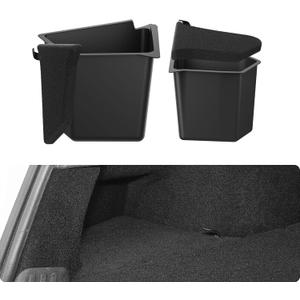 BASENOR New Version 2022-2024 Tesla Model Y Trunk Organizer Trunk Storage Bins with Carpeted Lid, Waterproof Rear Side Box Interior Accessories for Model Y 5-Seater