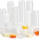 Frcctre 400 Pack 0.5 Oz Disposable Plastic Portion Cups with Lids, Small Jello Shot Cups, Plastic Souffle Cup Condiment Containers with Lids for Sauce and Salad Dressing