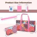 American Mahjong Tile Set with Printed Carrying Bag, 166 Premium Pink Tiles, 4 All-in-One Racks/Pushers and Accessories, Mahjong Set, Complete Mahjong Game Set for Travel,GiftsPink Flower