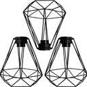 Metal Pendant Lamp Shade Cover, 8 Inch Black Hanging Light Bulb Cage Covers Guard, Industrial Iron Replacement Light Shade, Vintage Light Fixture Covers Decorative Shade Only, 3 Pack,E26