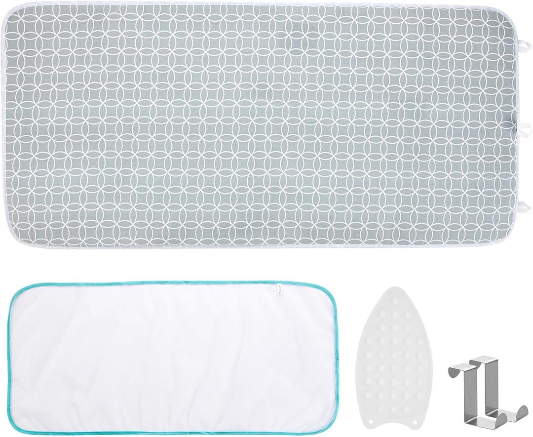 Seiritex Ironing Mat, Portable Ironing Pad 39.4 x 18.9 inch Table Top Iron Board 5 in 1 Travel Iron Blanket for Washer, Dryer, Counter top, Gray