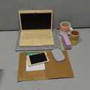 Fisher-Price Wood Pretend Play Work from Home Set, 9-Piece Office Playset with Wooden Toy Laptop & Phone for Preschool Kids Ages 3+ Years