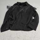 Allegra K Fringe Button Down Shirt for Women's Long Sleeve Spakle Tassel Western Cowgirl Blouse L Black