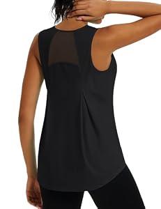TACVASEN Women's Workout Tops Lightweight Racerback Sleeveless Breathable Shirts Athletic Running Yoga Gym Tanks Black M