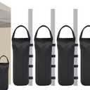 Eurmax USA 125LBS 4-Pack Universal Canopy Weights, Secure Wind Protection to Prevent Tipping, Easy Wrap-Around Installation Heavy Duty Sandbags (Without Sand), Fits All Instant Shelter Legs, Black