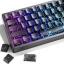 XVX Double Shot PBT Keycaps, Side Printed Shine Through Keyboard Keycap, Black PCB-Vision Backlit Keycap Sets Cherry Profile Compatible with 60% 65% 75% 80% 96% 100% Mechanical Keyboards