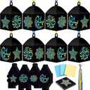 Maitys 16 Sets Eid Mubarak Lantern Craft Kit, Ramadan DIY Islamic Paper Lanterns with Transparent Tissue Paper Strings, Star and Moon Patterns Decor for Mosque Home Eid Party Decoration