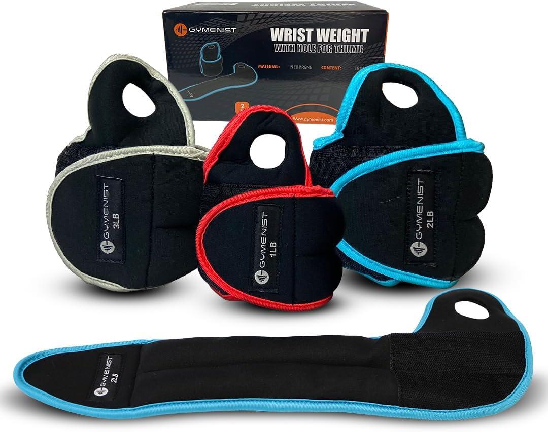 Pair of Wrist Weights With Hole for Thumb, Great for Running & All Kind of Cardio Exercises (1 LB - PAIR (2 Lb total), Black)