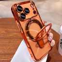Magnetic Ring for iPhone 17 Pro Max Case Kickstand,[Compatible with Magsafe][Built-in Camera Lens Protector] Shockproof Phone Case for iPhone 17 Pro Max 6.9" - Orange