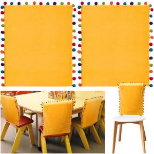 12 Pcs Chair Cover for Classroom, Preschool Chair Cover 16 x 19 Inch Crystal Velvet with Colored Wool Balls for Kids Kindergarten Classroom School Office Desk Table Home Decor