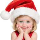 Santa Hat Toddler Kids Girls Xmas Hats Velvet Christmas Santa Claus Hat New Year Festive Holiday Party Supplies