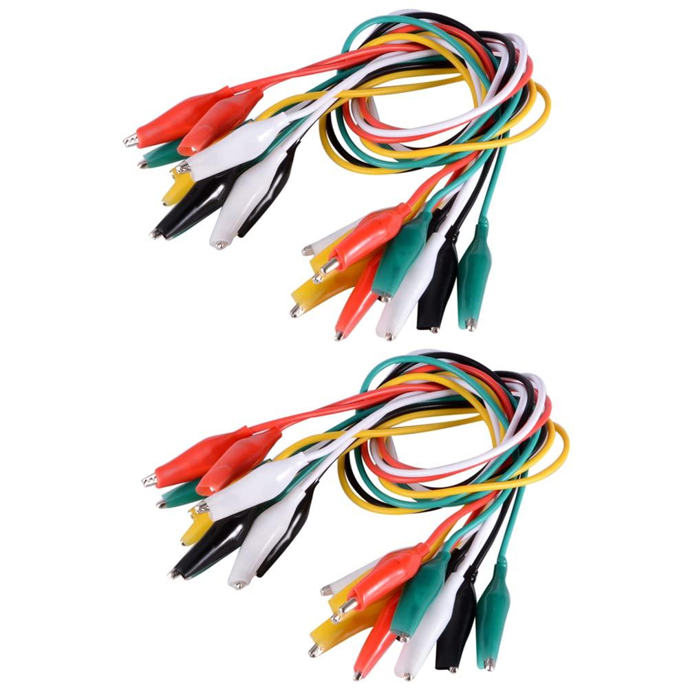 20 Pcs (20 inch) Alligator Clip Wires, 5-Color Test Leads with Crocodile Clip, Stamping Jumper Wires for Electrical Test, Circuit Connection, Experiment