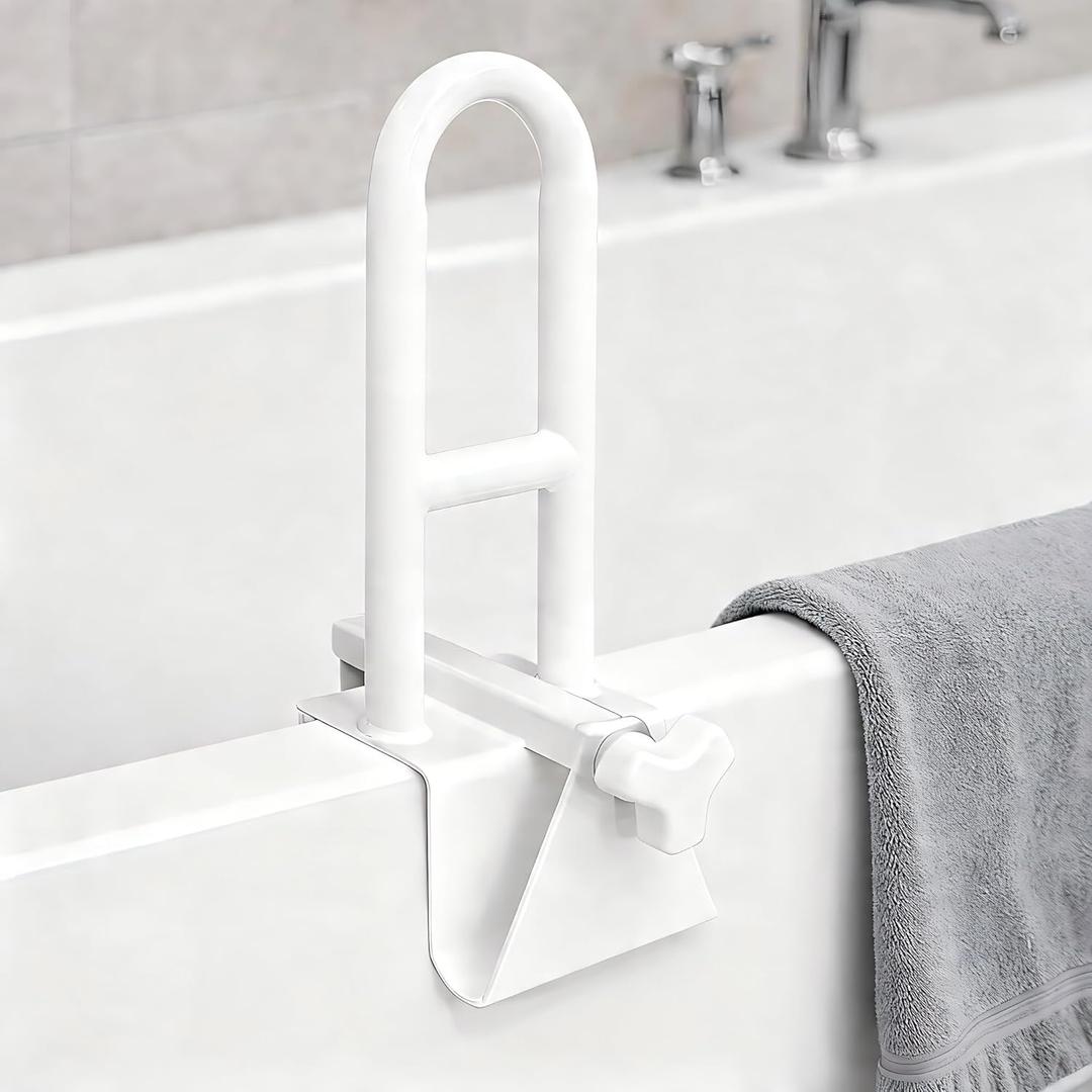 Bathtub Safety Rail Adjustable Shower Grab Bar - White Medical Bathtub Handle Grab Bars for Bathroom, Safety Handle Rail Heavy Duty for Seniors and Elderly