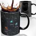 FableKnot Color Changing Coffee Mug with Solar System Design - Astronomy Gifts for Kids, Students & Teachers - Space Themed Gifts - Heat Changing Mug Made of Premium Ceramic（12oz） (Black)