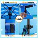 HOMEDEMO 6'6' Beach Cabana, Beach Canopy Tent Easy Set up and Take Down with Sand Pockets, Big Sandy Anchor, Elongated Side Wall for Sand, Blue White
