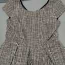 Allegra K Plaid Tweed Dress for Women's 2025 Fall Round Neck Cap Sleeve A-Line Vintage Pleated Dresses (Medium)