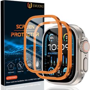 EWUONU [2 Pack Tempered Glass Screen Protector for Apple Watch 44mm SE 3/SE 2/ Series 6//5/4, 3D Full Coverage [Easy Installation Frame] Waterproof Bubble-Free HD Clear Film for iWatch 44mm