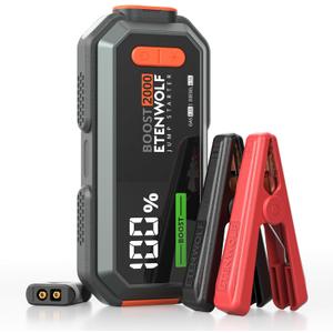 Car Battery Jump Starter Portable, 2000A Peak Jump Box- 12V Car Jump Starter for up to 8.0L Gas and 6.5L Diesel Engines, USB-C Portable Battery Jumper with Jumper Cable, Power Bank, LED Light