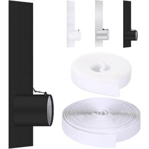 Nuanchu Portable Air Conditioner Window Vent Kit Sliding Window Seal Kit with Drawstring and Adhesive 10 x 40~64 inch Length Adjustable Fastener AC Vent Sealing Cloth for Dryer Hose(Black)