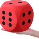 Shappy 6 Inches Foam Dice Fun Filled Large Educational Toy Kawaii Giant Dice Decorative Eva Foam Jumbo Cube Big Square Building Blocks for Game Nights Learning Sessions(Red, 2 Pcs)