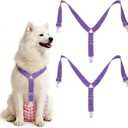 Dog Suspenders, Pet Diapers Keeper, Diapers Suspender for Dog, Elastic Strap Clips, (Violet, S, 2 Pcs), Intended for Small  Pet Doggy Skirt Dresses