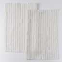 100% Pure Linen Kitchen Towels Set of 2 - French Stripe Design 18 x 24 Inch Dish Hand Towels - Handcrafted from Flax Linen Tea Towels- White