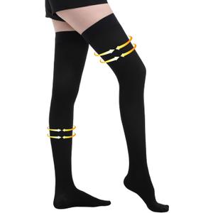 Medical Compression Stockings for Women and Men, 20-30 mmHg Thigh High Compression Socks, Closed Toe Graduated Compression Hoses, Long Circulation Pressure Stockings for Varicose Veins, Edema (Large, Black)