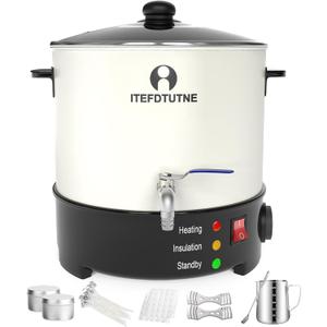 10L Commercial Wax Melter for Candle Making, 10Qts/20Lbs Extra Large Electric Wax Melting Pot for Candle Business with Efficient Pour Spout & Accurate Temperature Control, No Cloggy & Simple Cleanup (white)